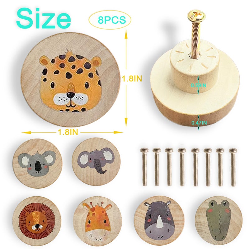 Lasyman Animal Wood Dresser Cabinet Drawer Knobs Round Unique Decorative Wooden Drawer Knobs for Kids Cabinets (8  Log color1) - Image 3